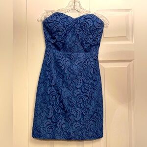 J. Crew Kelsey Strapless Lace Dress in Cornflower Blue